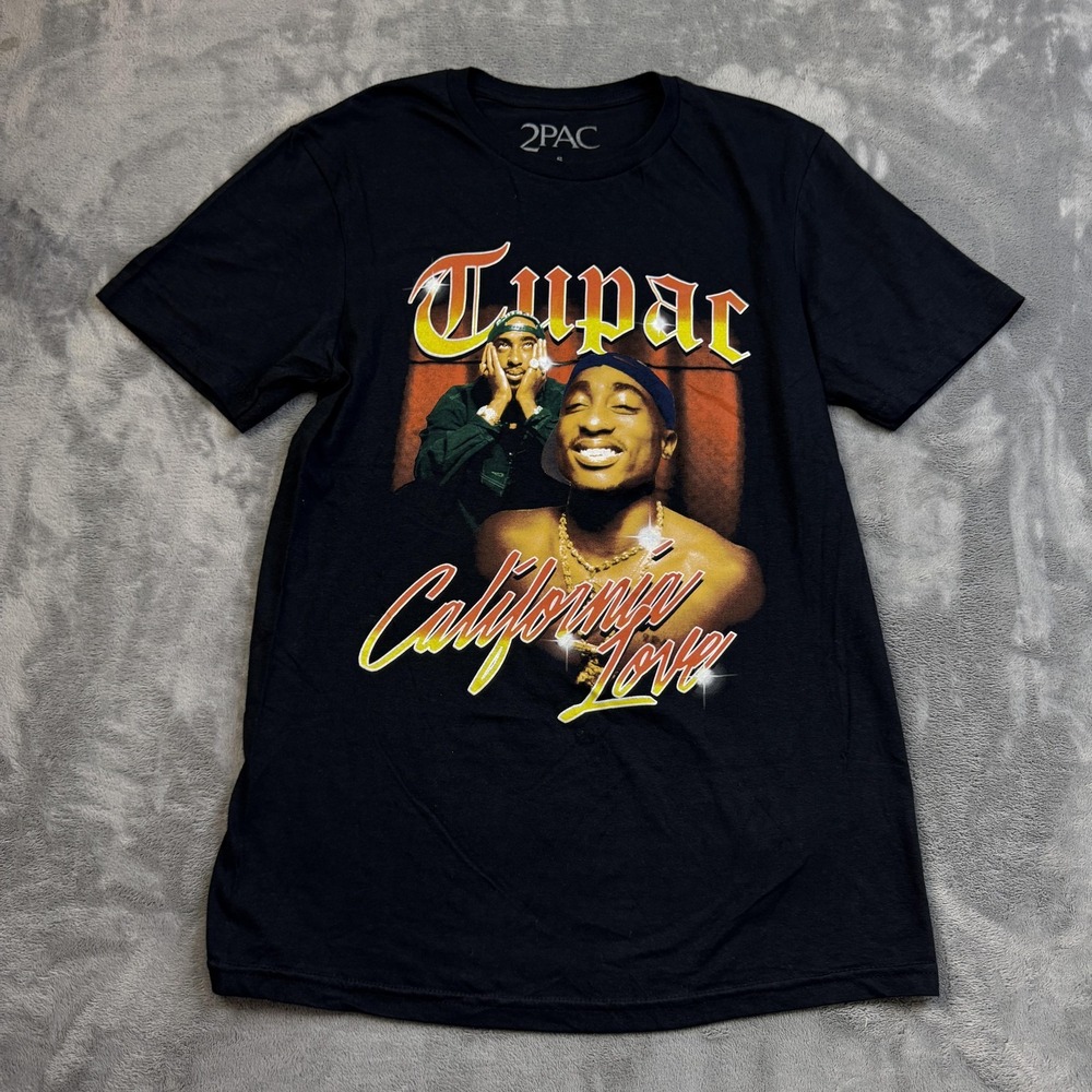 2Pac Shirt Mens Small Black California Love Tupac Shakur Rap Tee Hip Hop‎ Music